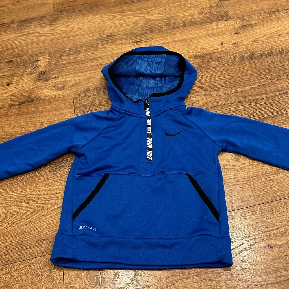 Nike Dri-FIT Toddler Boys Blue Pullover Hoodie 1/4 Zip 3T Athletic Sweatshirt